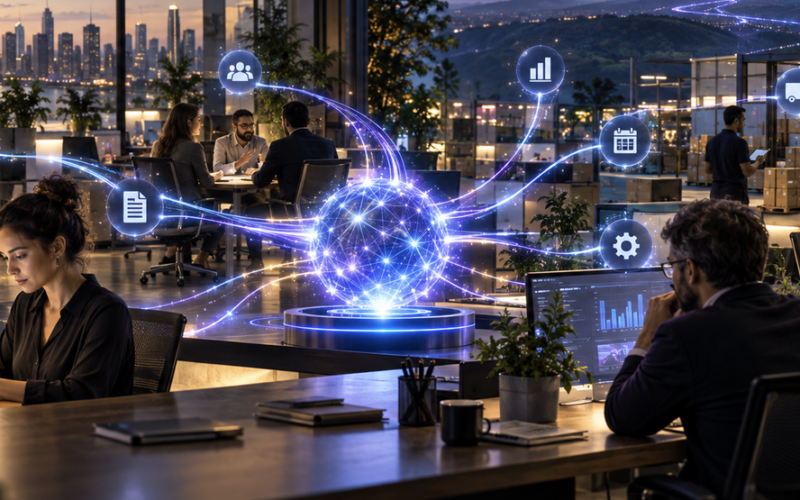 Empresa aplicando inteligencia artificial para automatizar procesos y mejorar la productividad